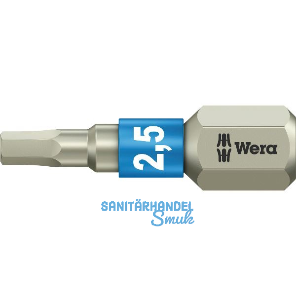 WERA Bit-Einsatz Edelstahl 3840/1TS 1/4"sechskant 2.5/25 mm Innensechskant