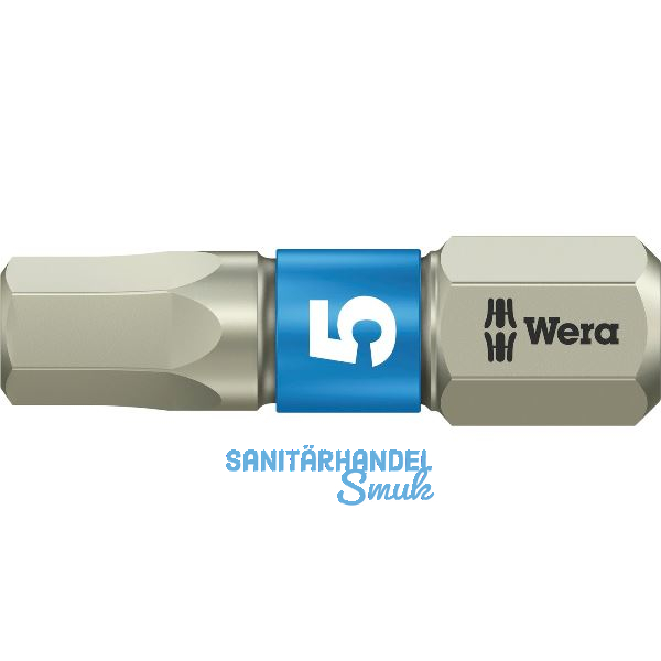 WERA Bit-Einsatz Edelstahl 3840/1TS 1/4"sechskant 5.0/25 mm Innensechskant