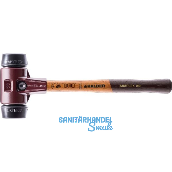 HALDER Schonhammer Temperguss Kopf � 40 mm Gummi schwarz Hickory Stiel