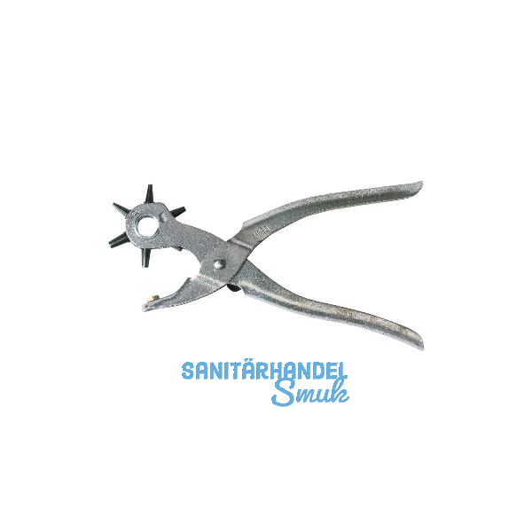 Revolverlochzange vernickelt mit sechs Pfeifen 220 mm