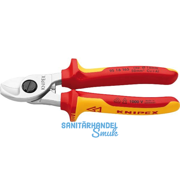 KNIPEX Kabelschere VDE 9516 f�r Kabel 15 mm/50 mm�, 2K-Griff, L=165 mm