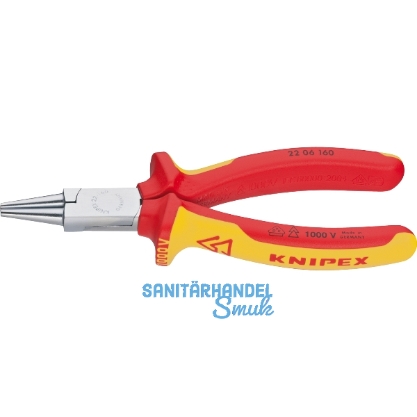 KNIPEX VDE-Rundzange DIN 5745 mit kurzen, runden Backen L�nge 160 mm