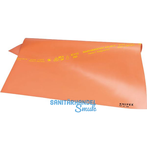 KNIPEX VDE Gummi-Abdecktuch 9867, Abmessung 1000 x 1000 x 1 mm, orange