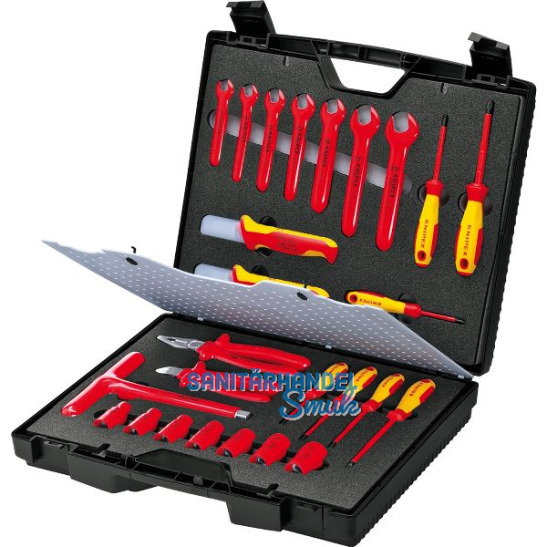 KNIPEX Standard-Werkzeugkoffer isoliert 989912, 26-teilig. Kunststoff schwarz
