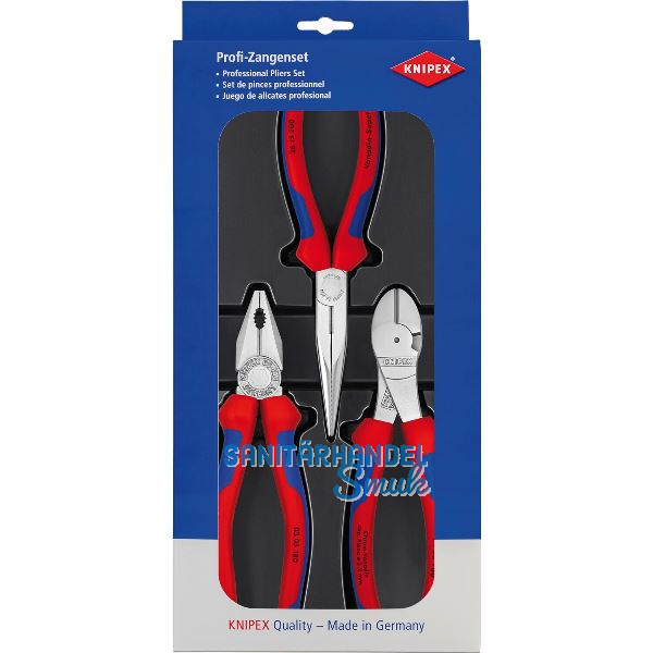 KNIPEX Zangenset 3-teilig Kombizange, Seitenschneider, Flachrundzange
