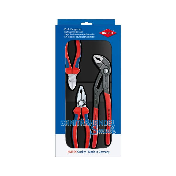 KNIPEX Zangenset 3-teilig Kombizange, Seitenschneider, Wasserpumpenzange