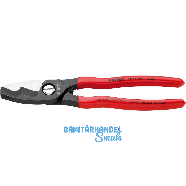 KNIPEX Kabelschere m. Doppelschneide 9511 Kabel 20mm/70mm�, KS-Griff, L=200 mm