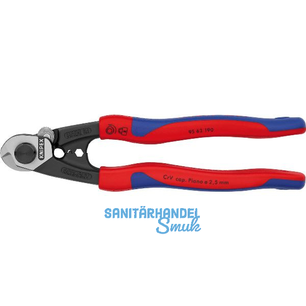 KNIPEX Drahtseilschere 9562 f�r Draht/Kabel bis 7mm, 2K-Griff, br�niert, L=190mm