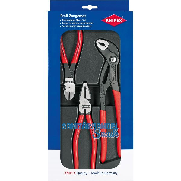 KNIPEX Zangenset Kraft Paket 3-tlg. Kombizange, Seitenschneider, Wapuzange