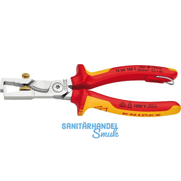 KNIPEX Abisolierzange mit Kabelschere StriX VDE 1366T, mit Befestigungs�se