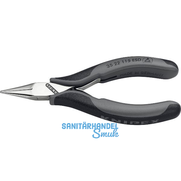 KNIPEX Elektronik Greifzange 3522 ESD DIN 9655 flach-runde Backen, 2K, L=115 mm