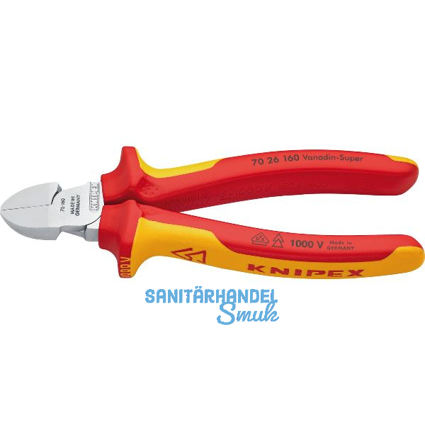 KNIPEX Seitenschneider, verchromt, 2-K, VDE 160 mm