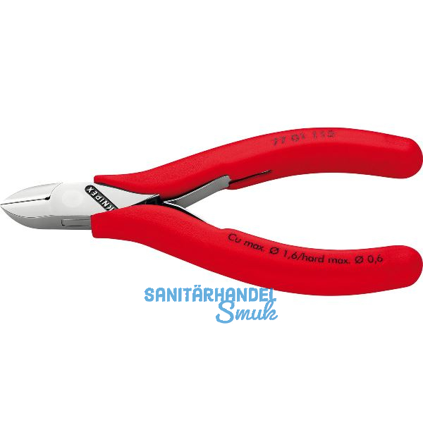 KNIPEX Elektronik-Seitenschneider 7701 DIN 9654 rund, kleine Facette, L=115 mm
