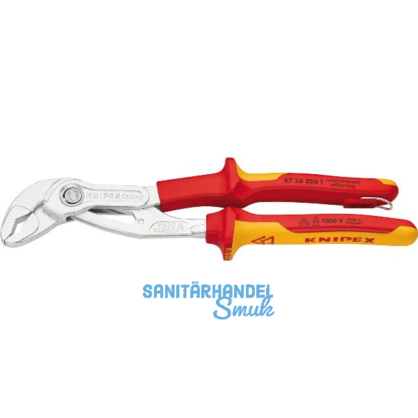 KNIPEX Wasserpumpenzange Cobra� VDE 8726T 24-fach verstellbar, mit �se, L=250 mm