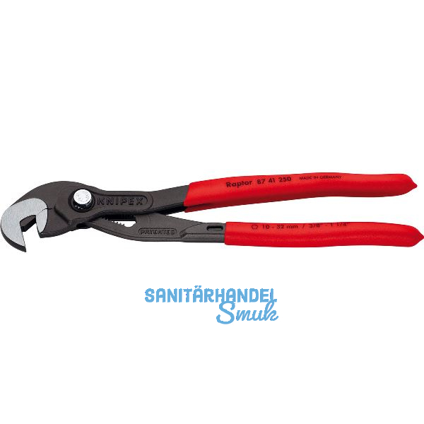 KNIPEX Schraubzange Raptor, SW 10-32 mm, 15 Positionen, KS-Griff, grau, L=250 mm