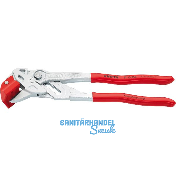 KNIPEX Fliesenbrechzange 9113, verchromt, Kunststoff-Griffe, L=250 mm