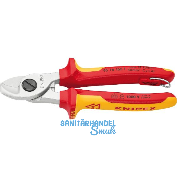 KNIPEX Kabelschere VDE 9516 T f�r Kabel 15 mm/50 mm� 2K-Griff mit �se L=165 mm