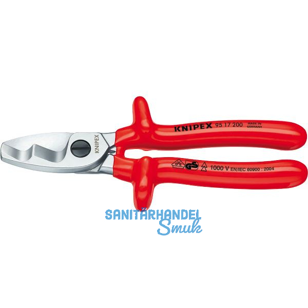 KNIPEX Kabelschere m. Doppelschneide VDE 9517 Kabel 20mm/70mm� isoliert L=200mm