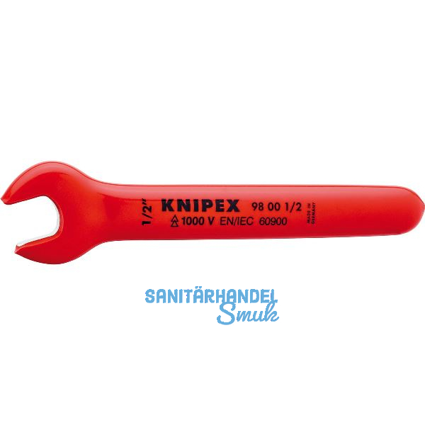 KNIPEX Einmaulschl�ssel isoliert Zoll, SW 1/2", Maulstellung 15�, L=139,7 mm