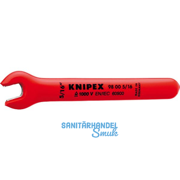 KNIPEX Einmaulschl�ssel isoliert Zoll, SW 5/16", Maulstellung 15�, L=108 mm