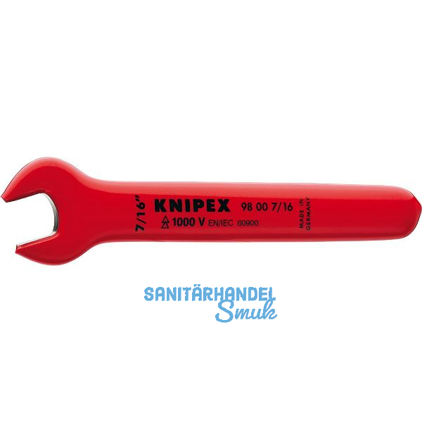 KNIPEX Einmaulschl�ssel isoliert Zoll, SW 7/16", Maulstellung 15�, L=120,7 mm