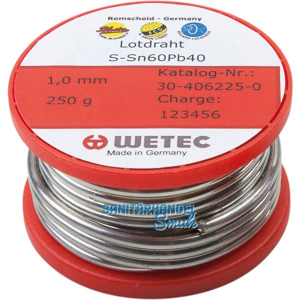 Elektrol�tdraht SN60Pb40 flussmittelgef�llt � 1 mm Inhalt 250 g