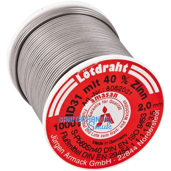 Kolofonium-L�tdraht (R�hren-Lot) � 2 mm Rolle=1000 g