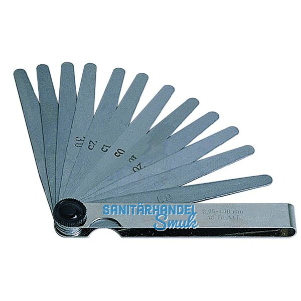 F�hlerlehre Messbereich 0,05-1,00 mm Blattl�nge 100 mm 20 Blatt