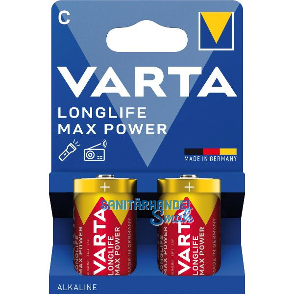VARTA Batterie Longlife Max Power LR14/C 1,5 Volt 2 St�ck