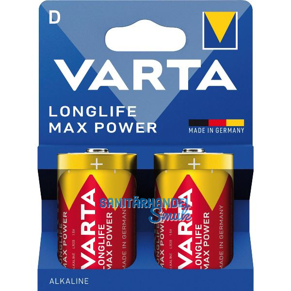 VARTA Batterie Longlife Max Power LR20/D 1,5 Volt 2 St�ck