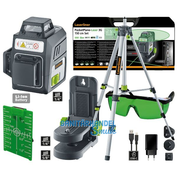 LASERLINER Multifunktions-Linienlaser PocketPlane 3G Set 3,7 V 3,6 Ah Li-Ion