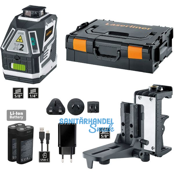 LASERLINER Kreuzlinienlaser X2-Laser Pro 3,7 V 5,2 Ah (IEC) Li-Ion