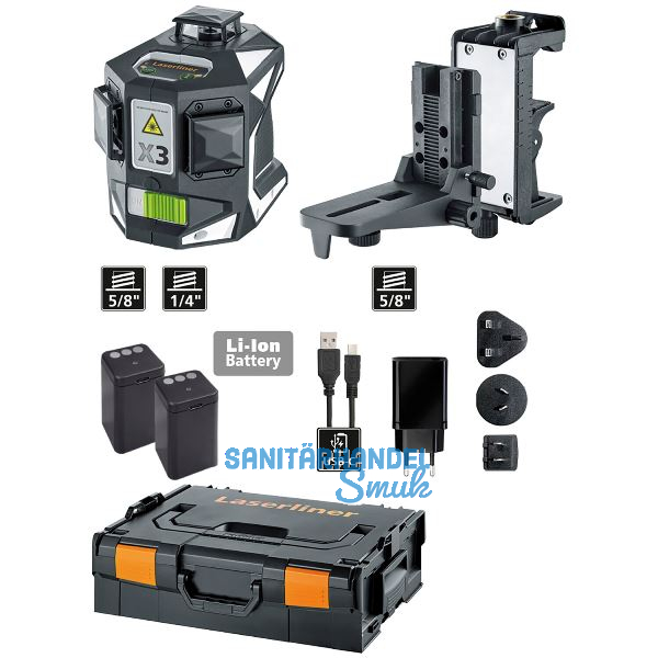 LASERLINER Kreuzlinienlaser X3-Laser Pro 3,7 V 4,5 Ah (IEC) Li-Ion