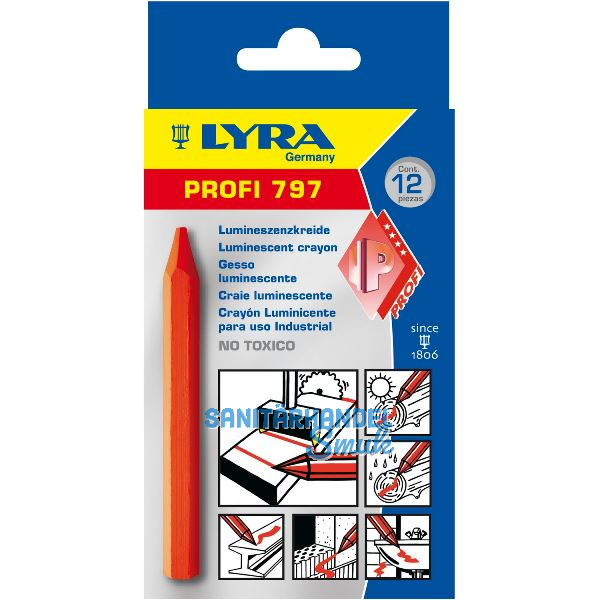 LYRA Lumineszenzkreide orange L�nge 120 mm Inhalt 12 St�ck