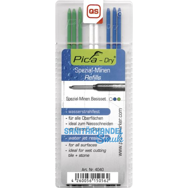PICA Ersatzminen-Set permanent blau/wei�/gr�n wasserstrahlfest
