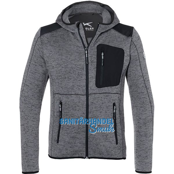 K�BLER Strickjacke Light Form 1441 mittelgrau/schwarz S