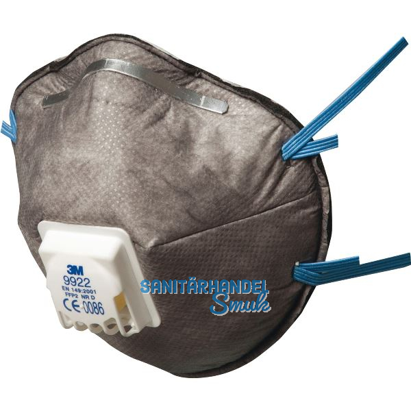 3M Geruchsschutzmaske 9922 Filterklasse P2 mit Ausatemventil Gummiband blau