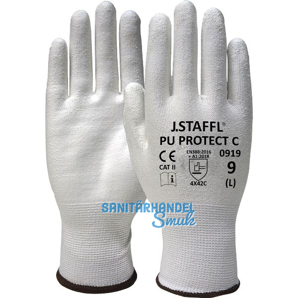 STAFFL Schnitt-Schutzhandschuh PU Protect C wei� Gr��e 8