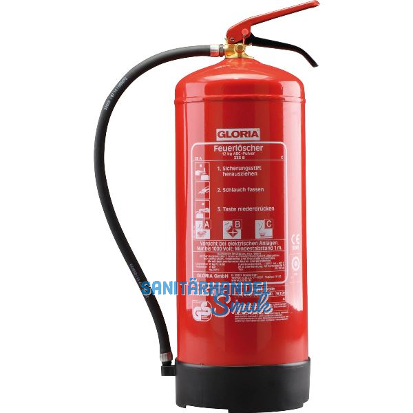 Pulver-Feuerl�scher PD12 GA, L�schmenge 12kg Brandklasse A,B,C