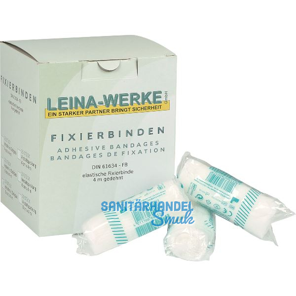 LEINA Fixierbinde elastisch wei� DIN 61634-FB 8 cm breit 4 m lang