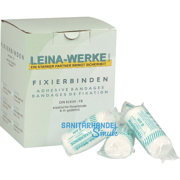 LEINA Fixierbinde elastisch wei� DIN 61634-FB 6 cm breit 4 m lang