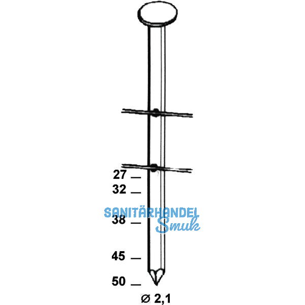 ALSAFIX Ringnut-Nagelrollen glatt C21 2,1 x 50 mm blank Drahtgebunden 16 Grad