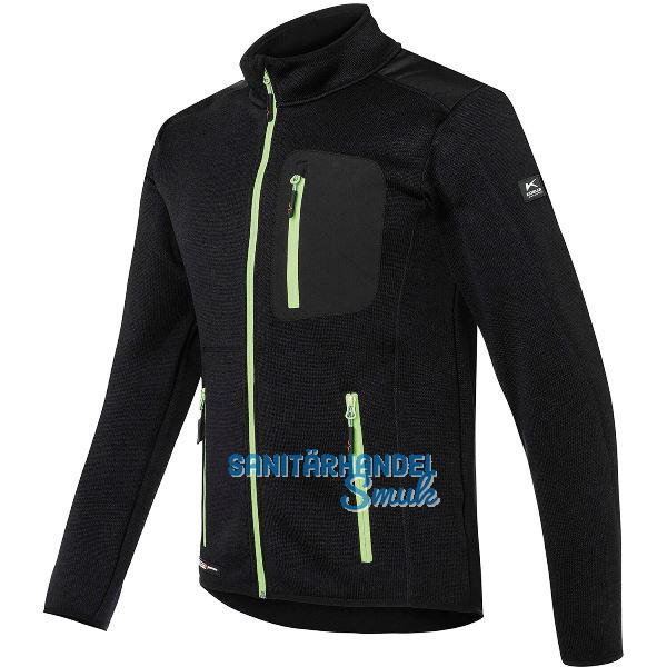 K�BLER Strickjacke Form 1441 schwarz/neongr�n S