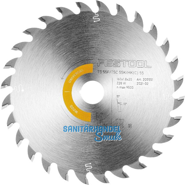 FESTOOL Universal Kreiss�geblatt HW � 160 x 1.8 x 20 Z�hne 28 Wechselzahn