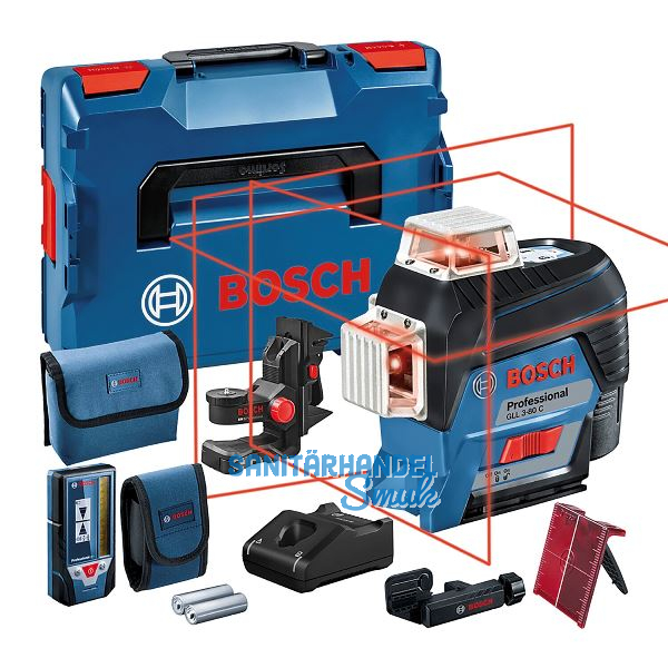 BOSCH Multifunktions-Linienlaser GLL3-80C + Akku + BM1 + LR7 + L-Boxx