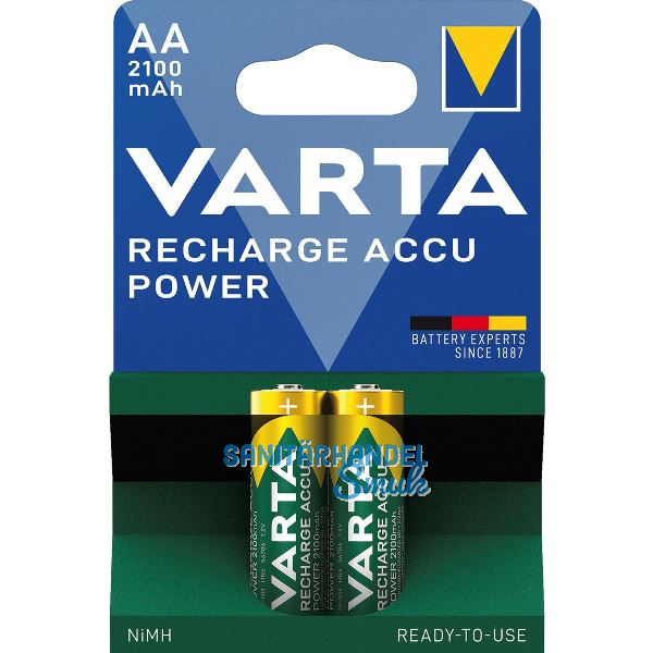VARTA Batterie Recharge Akku Power HR6 1,2 Volt 2100 mAh (2 St)