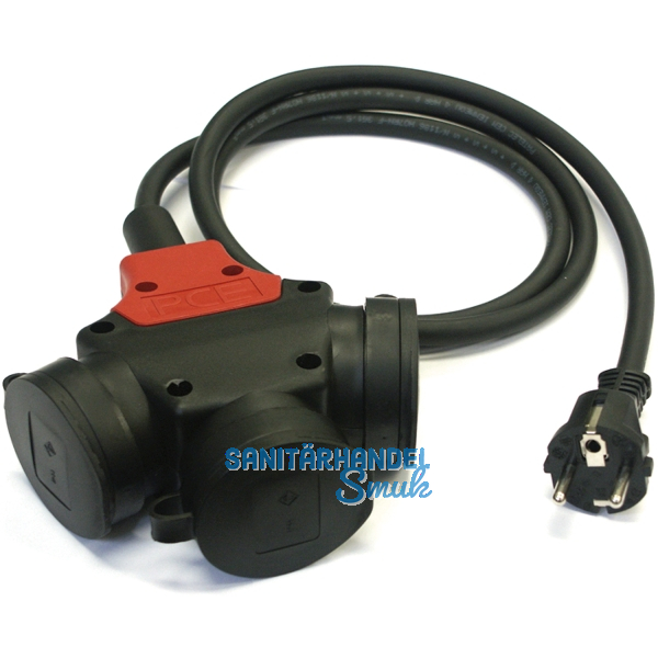 PCE Verl�ngerungskabel 3-fach H07RN-F 3G1.5 L�nge 1.5 m IP44