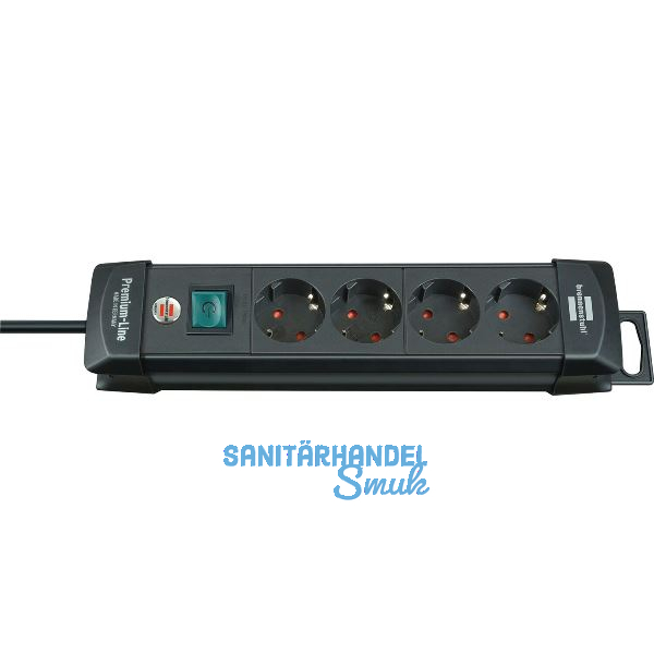 BRENNENSTUHL 4-fach Verteiler schwarz mit Schalter L�nge 325 mm
