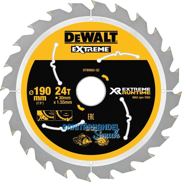 DEWALT Kreiss�geblatt XR Extrem Runtime HM � 190 x 1,38 x 30mm Z�hne 24 (WZ/FZ)