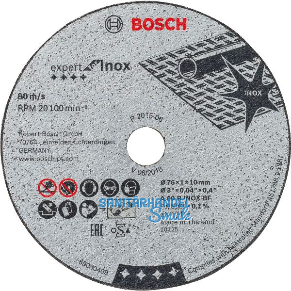 BOSCH Trennscheibe Expert for Inox � 76 x 1 x 10 mm (5 St)
